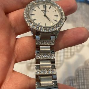 Diamond accent fossil watch